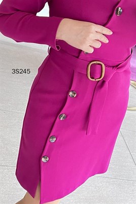 Çapraz Düğmeli  Double Krep Elbise