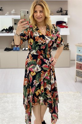 Peva- Çiçekli Şifon Elbise